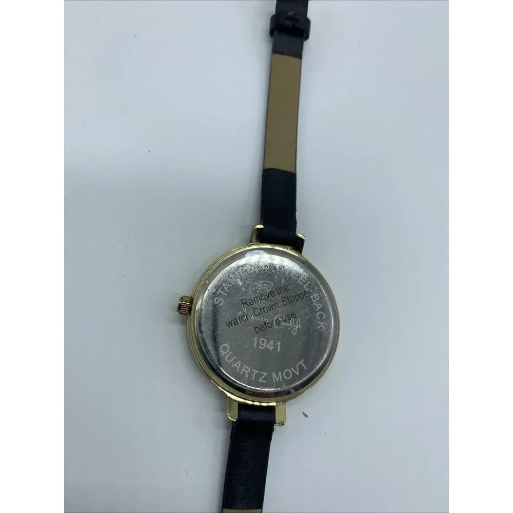 Jessica Carlyle Cat Watch Black Band Quartz Movt 1941 Stainless Back